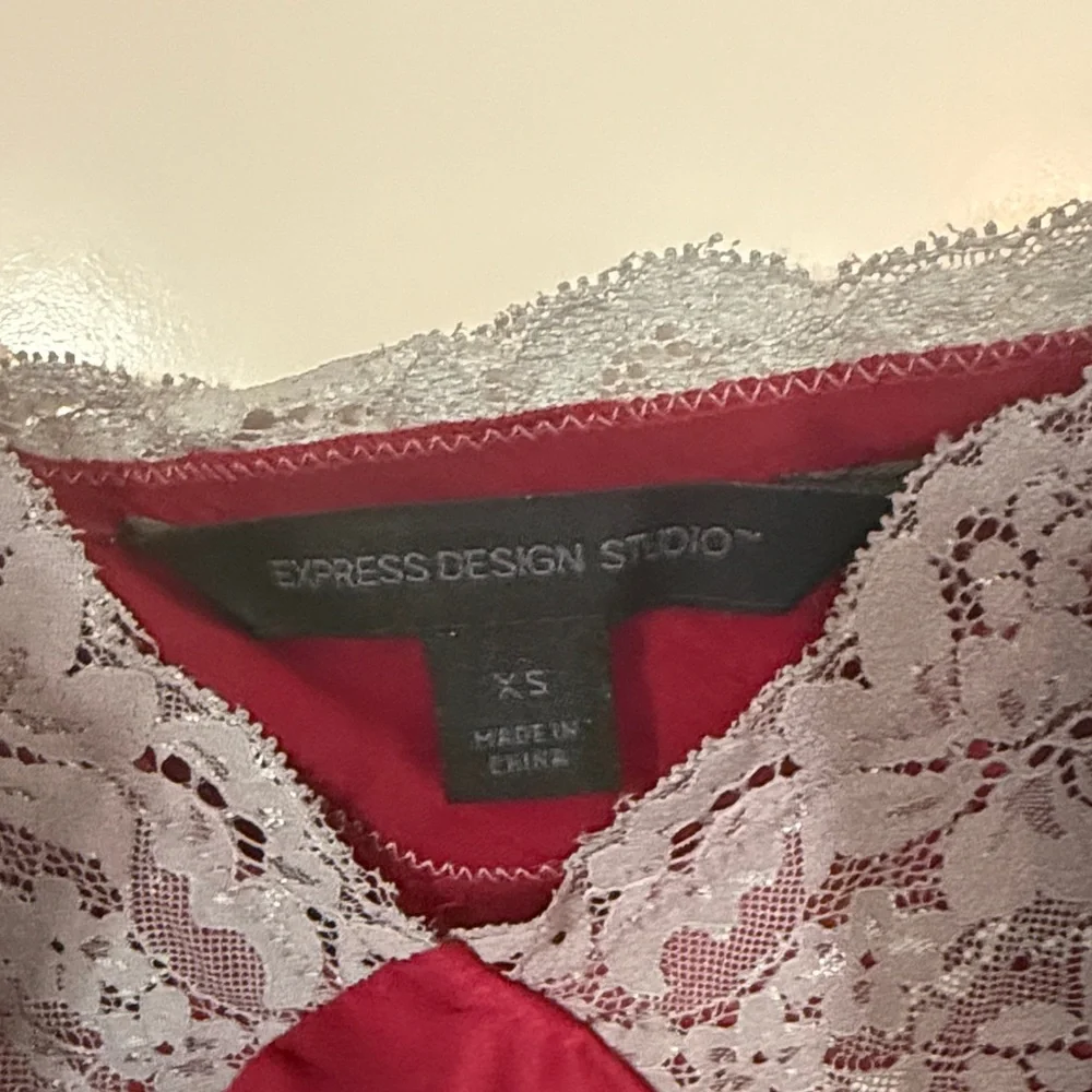Express Red Camisole with White Lace - Picture 2 of 4